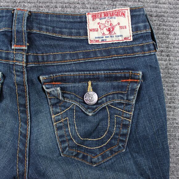 True Religion Joey Shorts Womens 26 Blue Low Rise Cutoff Raw Hem - Picture 5 of 8